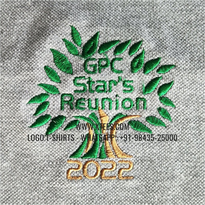 Alumni Reunion T-Shirt | Collar Polo T-Shirt | 100% Cotton | 240 GSM Thick Pique Airtex Fabric | Grey Melange | Logo Embroidery