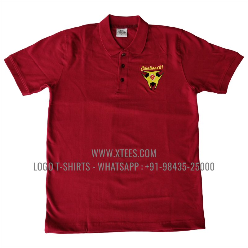 Alumni Reunion T-Shirt | Collar Polo T-Shirt | 100% Cotton | 240 GSM Thick Pique Airtex Fabric | Maroon | Logo Embroidery