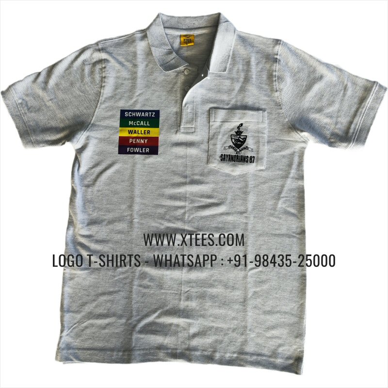 Alumni Reunion T-Shirt | Pocket Collar Polo T-Shirt with Pocket | 100% Cotton | 240 GSM Thick Pique Airtex Fabric | White Melange | Logo Embroidery