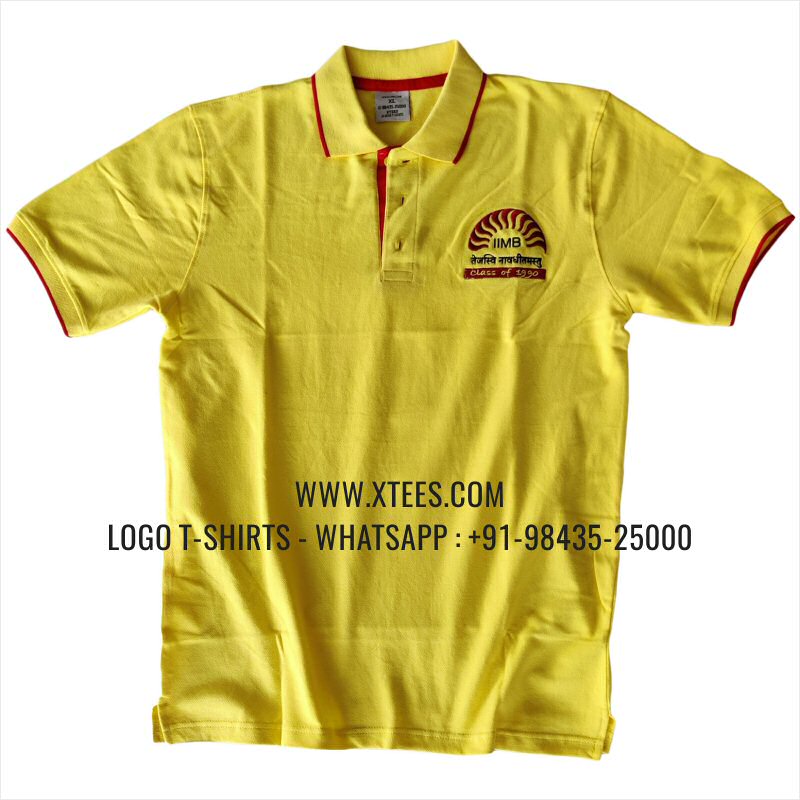 Alumni Reunion T-Shirt | Tipping Collar Polo T-Shirt | 100% Cotton | 240 GSM Thick Pique Airtex Fabric | Yellow | Logo Embroidery