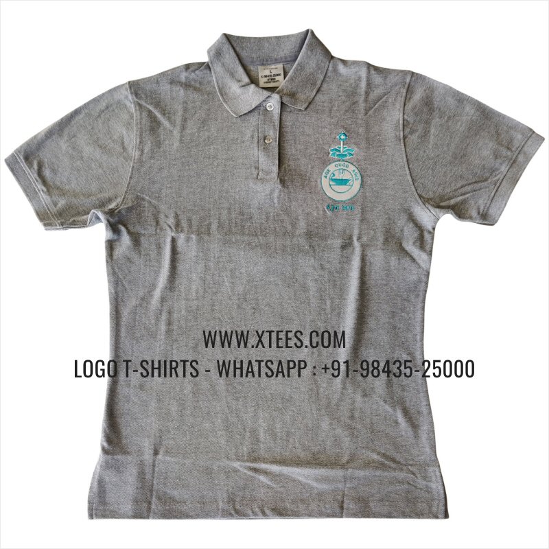 Alumni Reunion T-Shirt | Collar Polo T-Shirt | 100% Cotton | 240 GSM Thick Pique Airtex Fabric | Grey Melange | Logo Embroidery