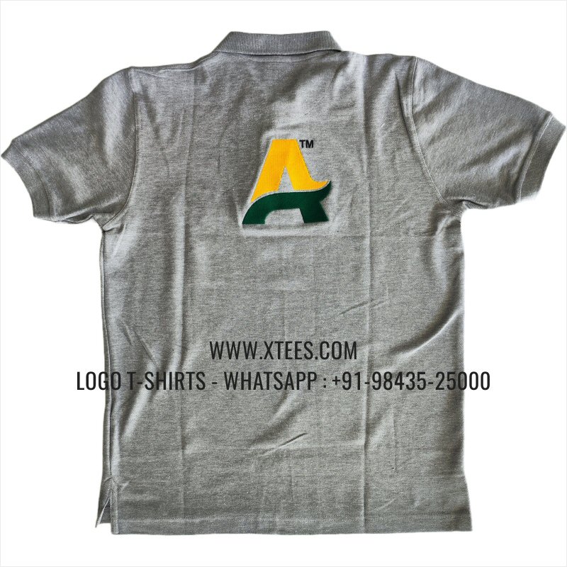 Corporate T-Shirt | Solid Color Collar Polo T-Shirt | 100% Cotton | 280 GSM Thick Pique 2 Ply Fabric | Grey Melange | Logo Embroidery
