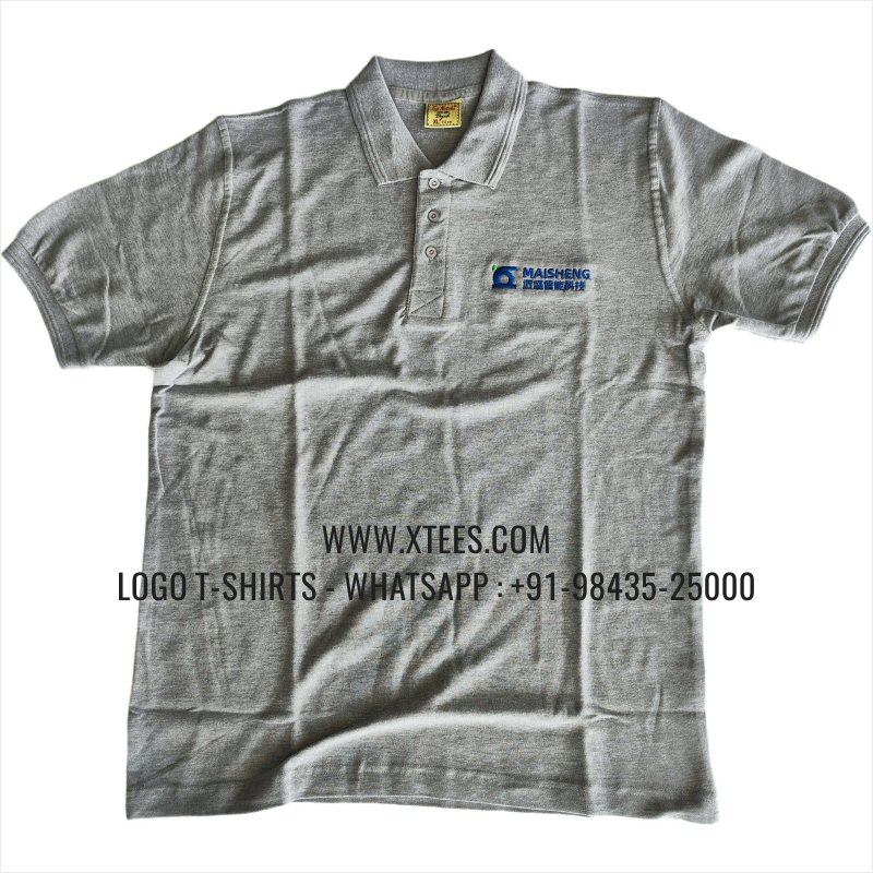 Corporate T-Shirt | Solid Color Collar Polo T-Shirt | 100% Cotton | 240 GSM Thick Pique Airtex Fabri | Grey Melange | Logo Embroidery