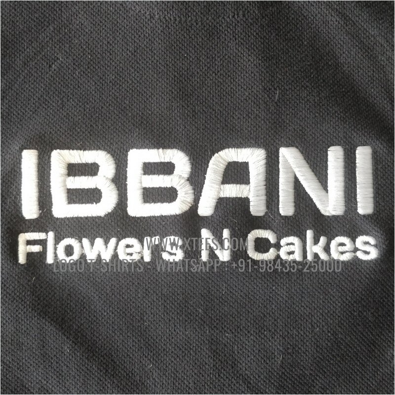 Flower Delivery Uniform T-Shirt | Solid Color Collar Polo T-Shirt | 100% Cotton | 240 GSM Thick Pique Airtex Fabric | Navy | Logo Embroidery