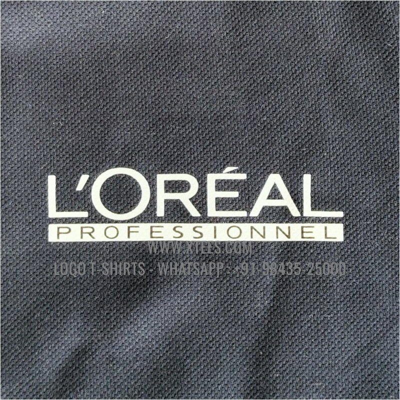 Beauty Parlour Uniform T-Shirt | Solid Color Collar Polo T-Shirt | 100% Cotton | 240 GSM Thick Pique Airtex Fabric | Navy | Logo Hi Res Digital Print