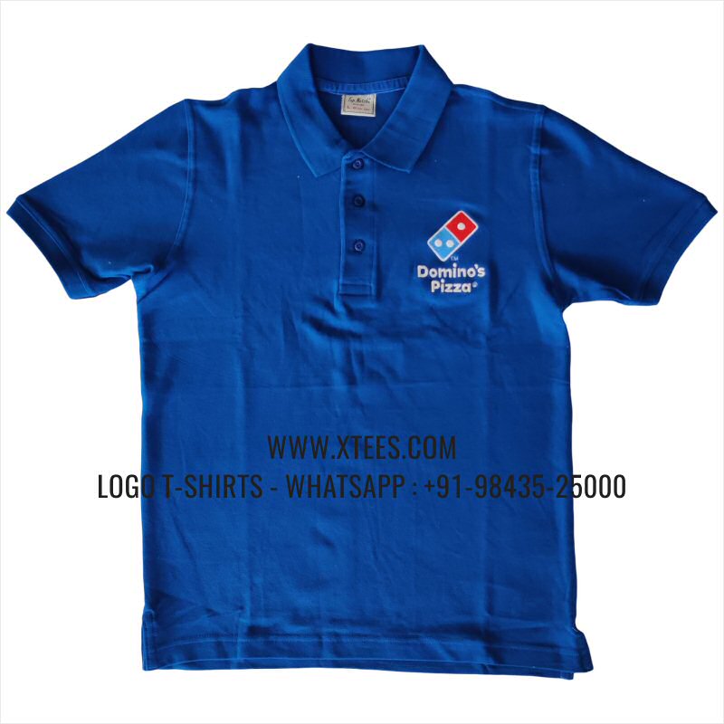 Restaurant Uniform T-Shirt | Solid Color Collar Polo T-Shirt | 100% Cotton | 240 GSM Thick Pique Airtex Fabric | Royal Blue | Logo Embroidery