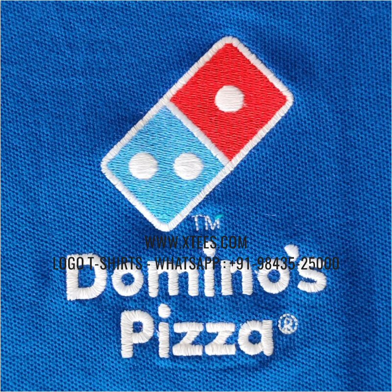 Restaurant Uniform T-Shirt | Solid Color Collar Polo T-Shirt | 100% Cotton | 240 GSM Thick Pique Airtex Fabric | Royal Blue | Logo Embroidery