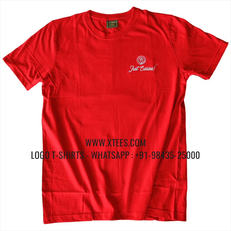 Restaurant Uniform T-Shirt | Round Neck T-Shirt | 100% Cotton | 180 GSM Fine Fabri | Red | Logo Embroidery