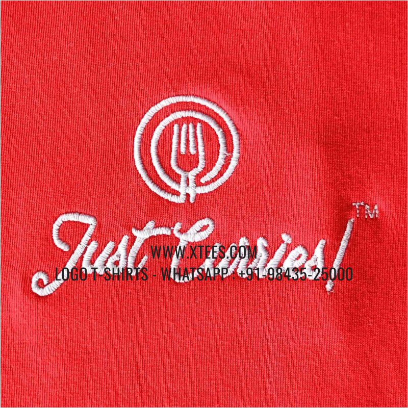 Restaurant Uniform T-Shirt | Round Neck T-Shirt | 100% Cotton | 180 GSM Fine Fabri | Red | Logo Embroidery