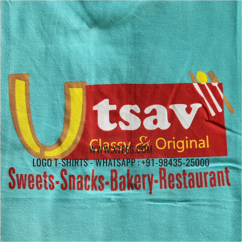 Restaurant Uniform T-Shirt | Solid Color Collar Polo T-Shirt | 100% Cotton | 200 GSM Thick Pique Fabric | Mint | Logo Embroidery