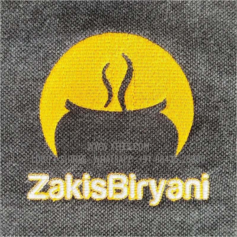 Restaurant Uniform T-Shirt | Solid Color Collar Polo T-Shirt | 100% Cotton | 240 GSM Thick Pique Airtex Fabric | Charcoal Melange | Logo Embroidery