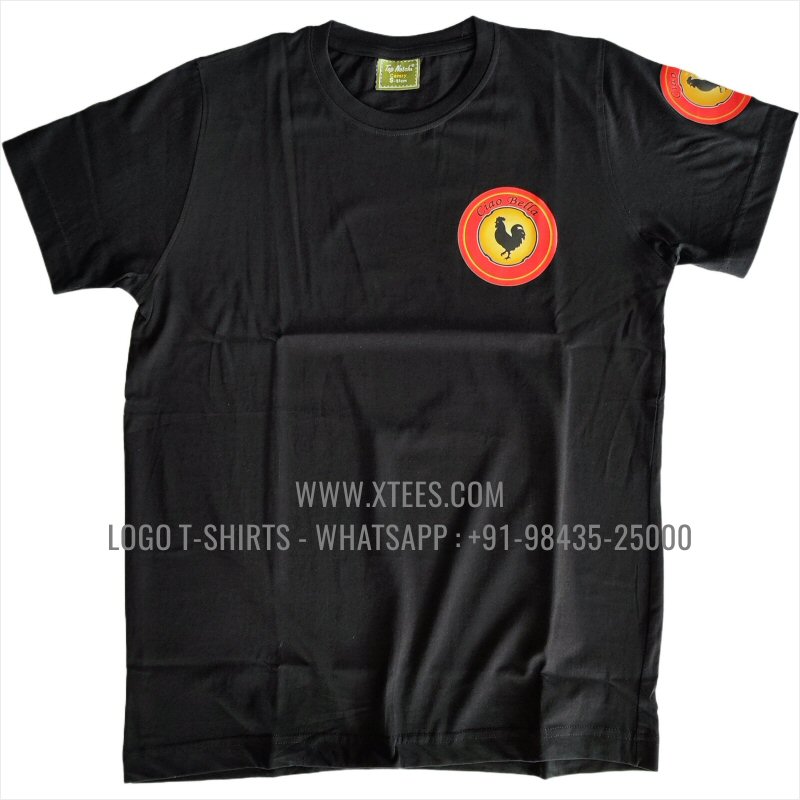 Restaurant Uniform T-Shirt | Round Neck T-Shirt | 100% Cotton | 180 GSM Fine Fabri | Black | Logo Embroidery