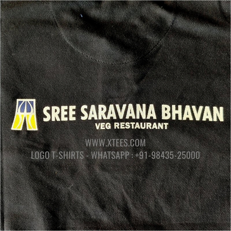 Restaurant Uniform T-Shirt | Solid Color Collar Polo T-Shirt | 100% Cotton | 240 GSM Thick Pique Airtex Fabric | Navy | Logo Embroidery