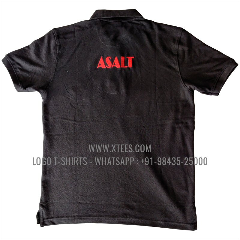 Restaurant Uniform T-Shirt | Solid Color Collar Polo T-Shirt | 100% Cotton | 240 GSM Thick Pique Airtex Fabric | Black | Logo Embroidery