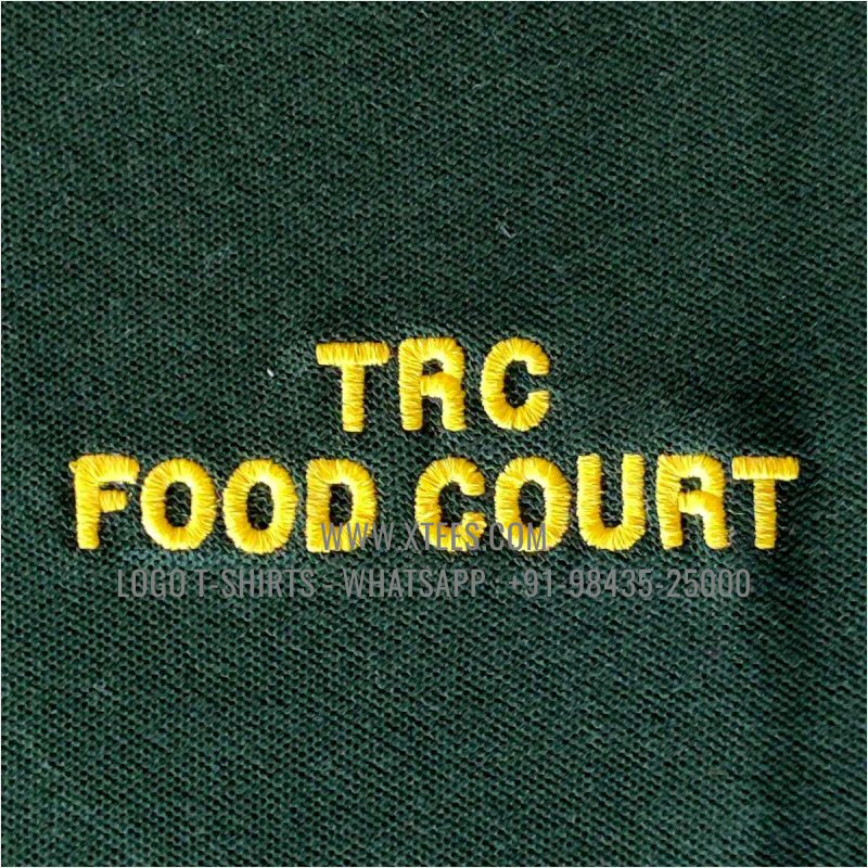 Restaurant Uniform T-Shirt | Solid Color Collar Polo T-Shirt | 100% Cotton | 280 GSM Thick Pique 2 Ply Fabric | Bottle Green | Logo Embroidery