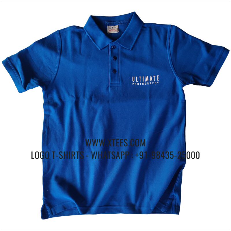 Event Photographers Uniform T-Shirt | Collar Polo T-Shirt | 100% Cotton | 240 GSM Thick Pique Airtex Fabric | Royal Blue | Logo Embroidery