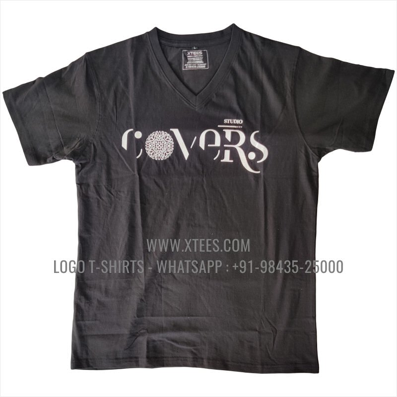 Event Photographers Uniform T-Shirt | V Neck T-Shirt | 100% Cotton | 180 GSM Fine Fabric | Black | Logo Print