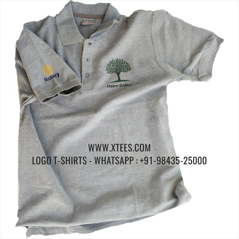 Rotary Club T-Shirt | Collar Polo T-Shirt | 100% Cotton | 240 GSM Thick Pique Airtex Fabric | Grey Melange | Logo Print