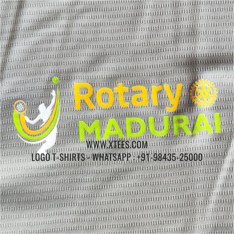 Rotary Club T-Shirt | Sports Collar Polo T-Shirt | 100% Polyester | 140 GSM Tiger Dri Fit 140 Sports Fabric | Ash Grey | Logo Hi Res Digital Print