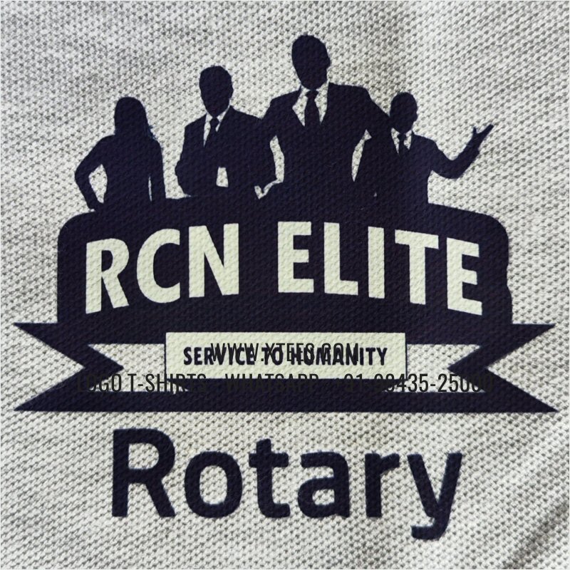 Rotary Club T-Shirt | Collar Polo T-Shirt | 100% Cotton | 240 GSM Thick Pique Airtex Fabric | White Melange | Logo Hi Res Digital Print