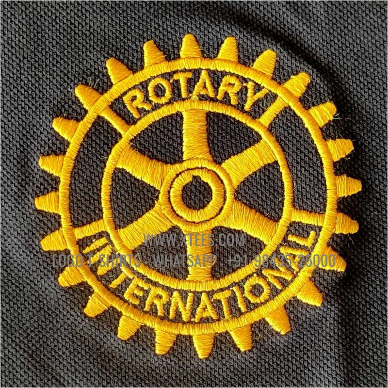 Rotary Club T-Shirt | Collar Polo T-Shirt | 100% Cotton | 240 GSM Thick Pique Airtex Fabric | Black | Logo Embroidery