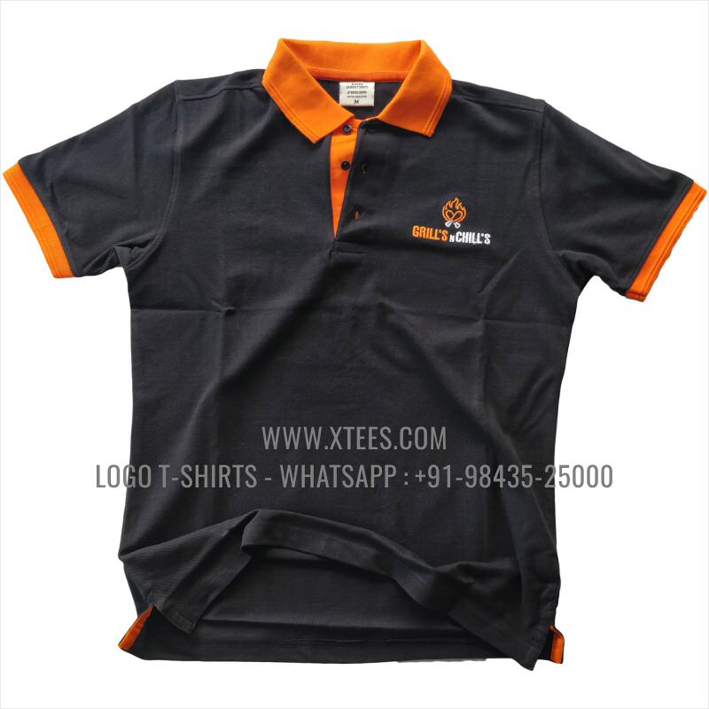 Dual Color Collar Polo T-Shirt | 100% Cotton | 240 GSM Thick Pique Airtex Fabric | Black | Logo Embroidery
