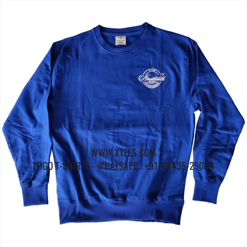 Sweatshirt | 100% Cotton | 300 GSM Fleece Fabric | Royal Blue | Logo Embroidery