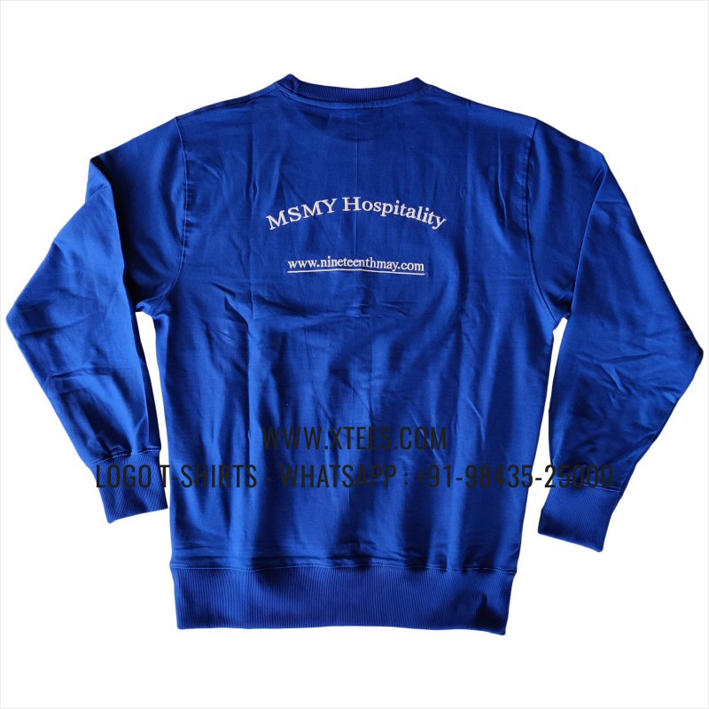 Sweatshirt | 100% Cotton | 300 GSM Fleece Fabric | Royal Blue | Logo Embroidery