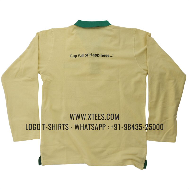 Full Sleeve Collar Polo T-Shirt | 100% Cotton | 240 GSM Thick Pique Airtex Fabric | Yellow | Logo Embroidery