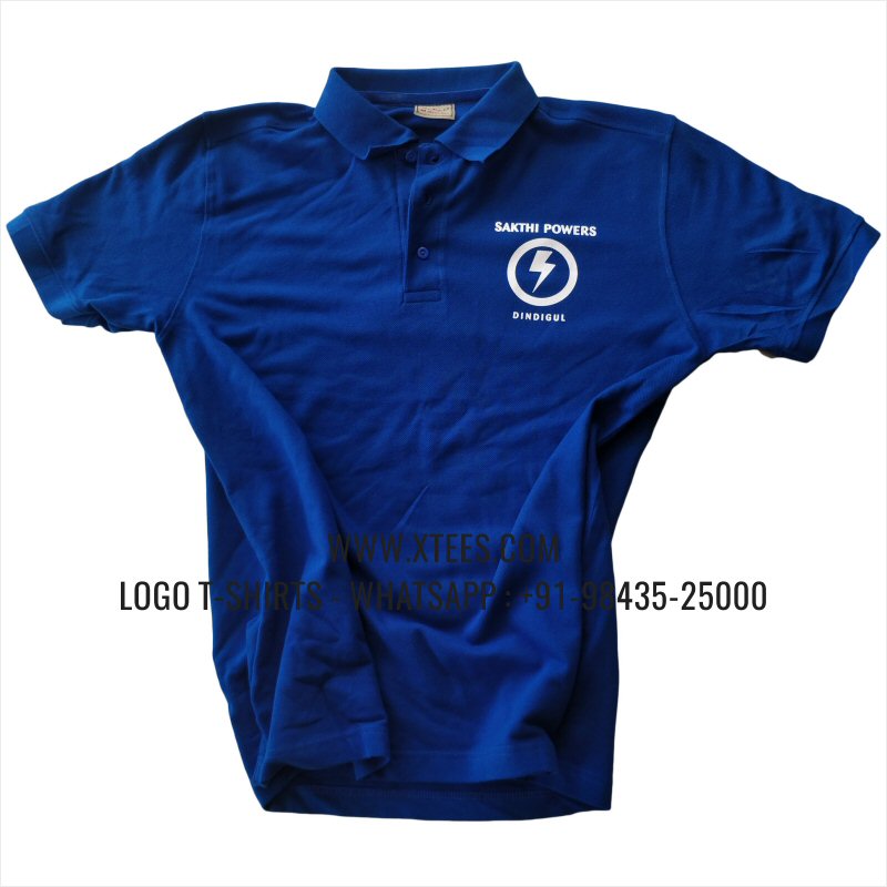 Logo Printed Collar Polo T-Shirt | 100% Cotton | 240 GSM Thick Pique Airtex Fabric | Royal Blue | Screen Print