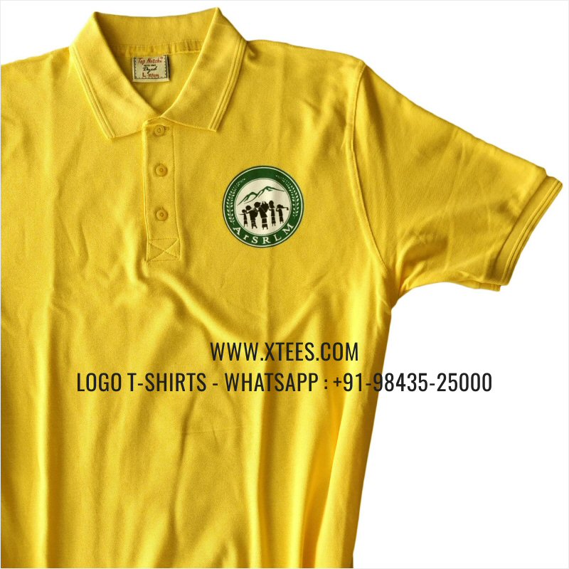 Logo Printed Collar Polo T-Shirt | 100% Cotton | 240 GSM Thick Pique Airtex Fabric | New Yellow | High Res Digital Print