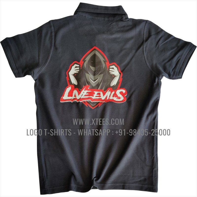 Logo Printed Collar Polo T-Shirt | 100% Cotton | 200 GSM Thick Pique Fabric | Navy | High Res Digital Print