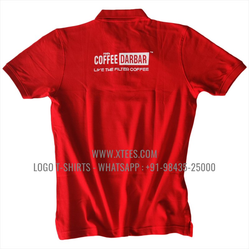 Logo Printed Collar Polo T-Shirt | 100% Cotton | 240 GSM Thick Pique Airtex Fabric | Red | Screen Print