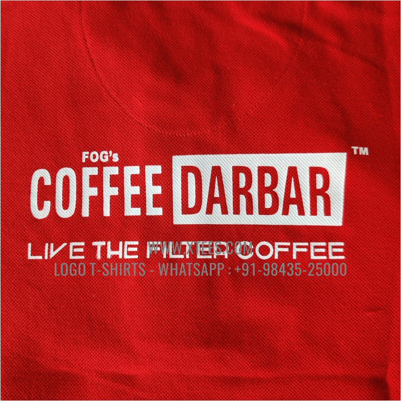 Logo Printed Collar Polo T-Shirt | 100% Cotton | 240 GSM Thick Pique Airtex Fabric | Red | Screen Print