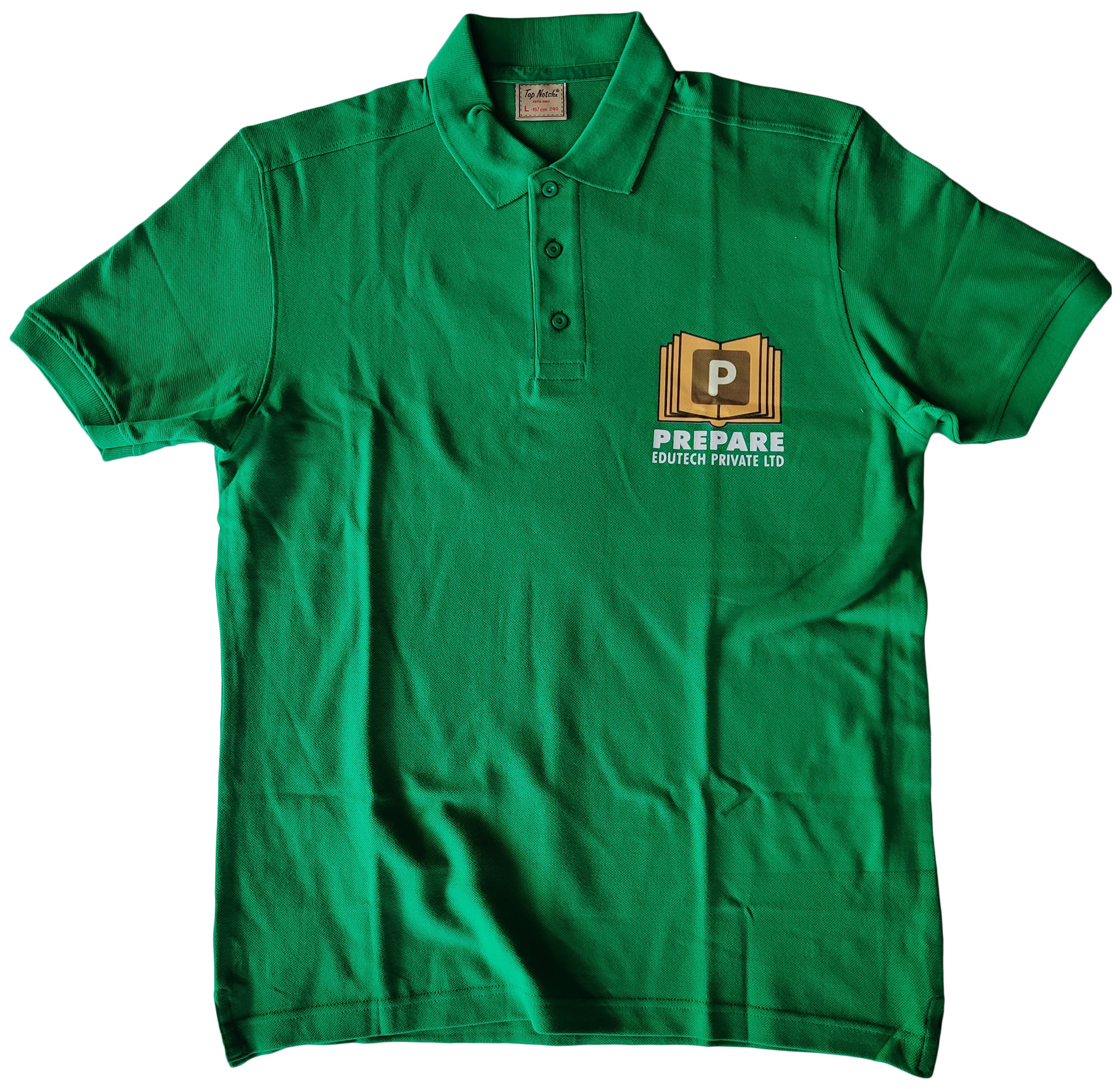 Logo Printed Collar Polo T-Shirt | 100% Cotton | 240 GSM Thick Pique Airtex Fabric | Flag Green | High Res Digital Print
