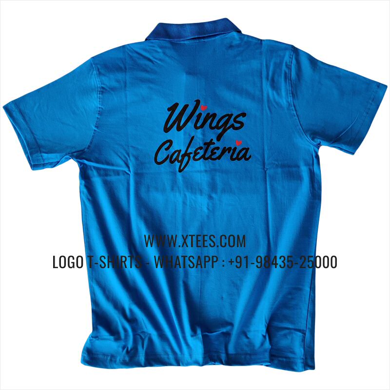 Logo Printed Collar Polo T-Shirt | 100% Cotton | 240 GSM Thick Pique Airtex Fabric | India Blue | Screen Print