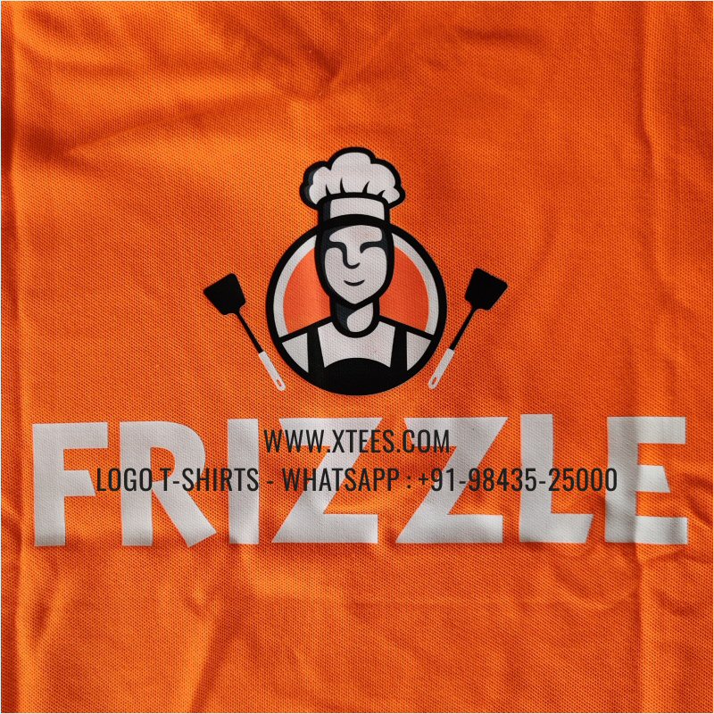 Logo Printed Collar Polo T-Shirt | 100% Cotton | 240 GSM Thick Pique Airtex Fabric | Orange | High Res Digital Print