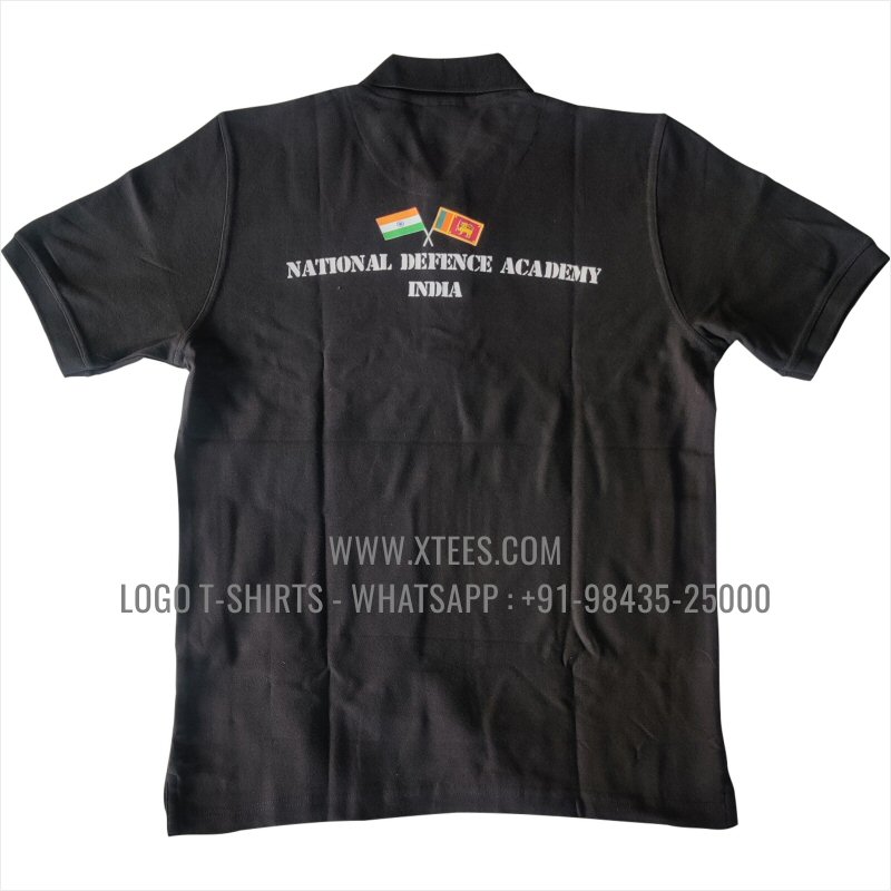 Logo Printed Collar Polo T-Shirt | 100% Cotton | 240 GSM Thick Pique Airtex Fabric | Black | High Res Digital Print