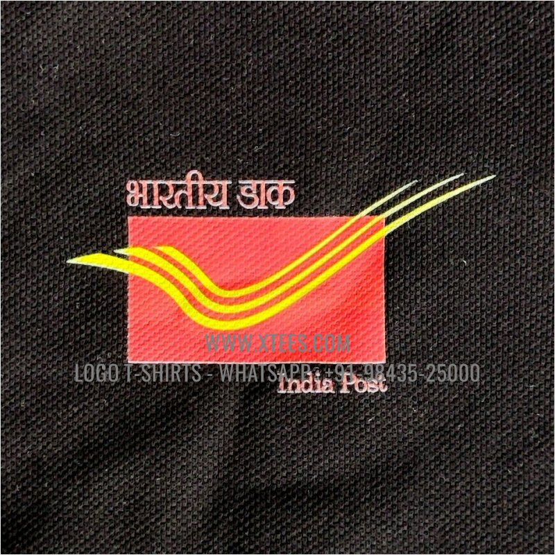 Logo Printed Collar Polo T-Shirt | 100% Cotton | 240 GSM Thick Pique Airtex Fabric | Black | High Res Digital Print