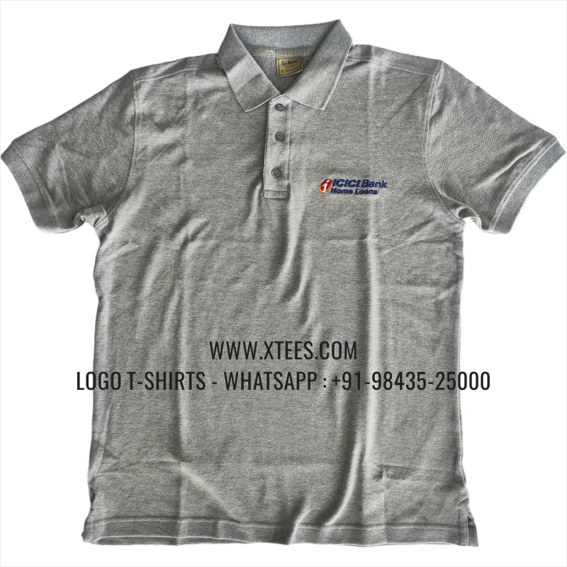 Logo Embroidery Collar Polo T-Shirt | 100% Cotton | 240 GSM Thick Pique Airtex Fabric | Grey Melange