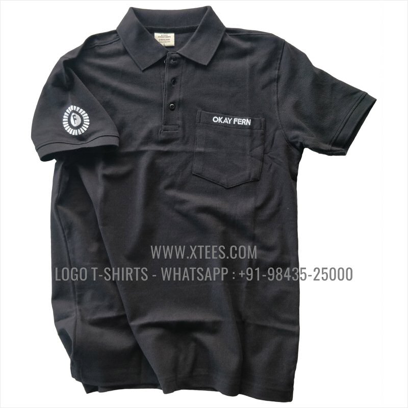 Logo Embroidery Collar Polo T-Shirt | 100% Cotton | 240 GSM Thick Pique Airtex Fabric | Black