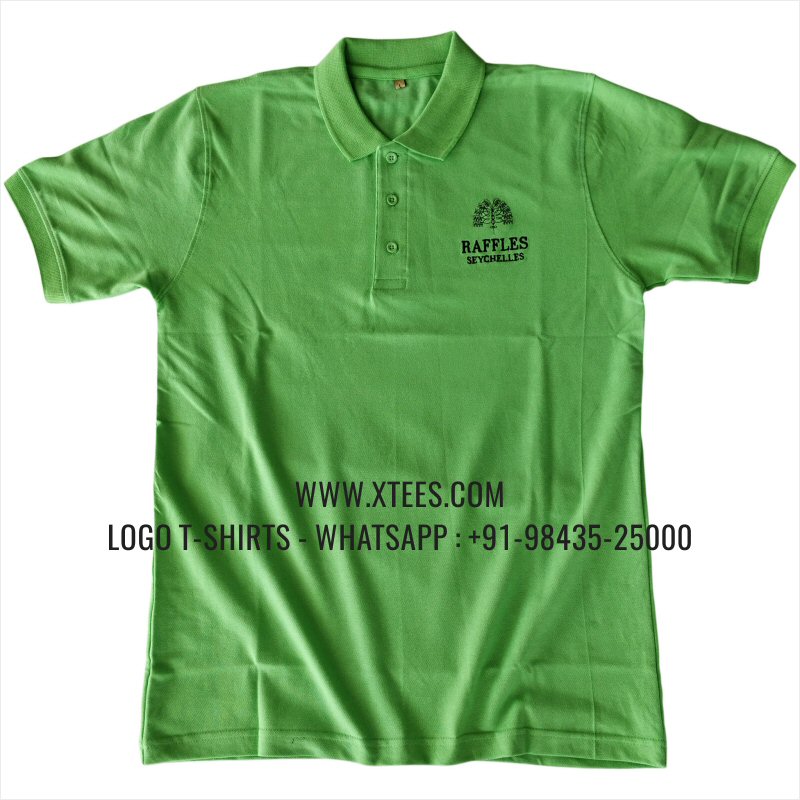 Logo Embroidery Collar Polo T-Shirt | 100% Cotton | 240 GSM Thick Pique Airtex Fabric | Parrot Green