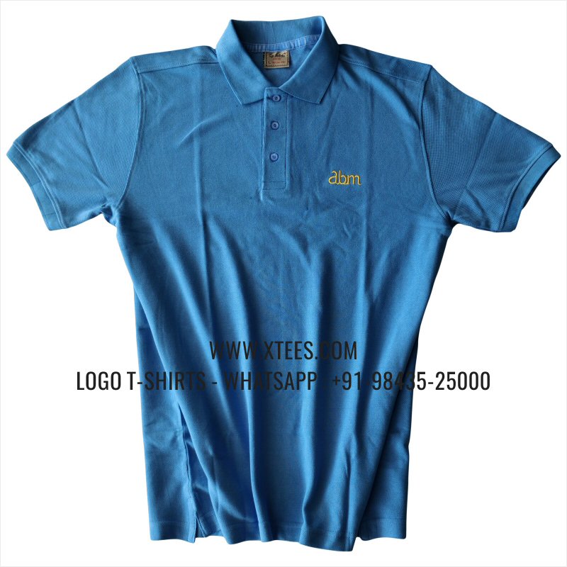 Logo Embroidery Collar Polo T-Shirt | 100% Cotton | 240 GSM Thick Pique Airtex Fabric | Sky Blue