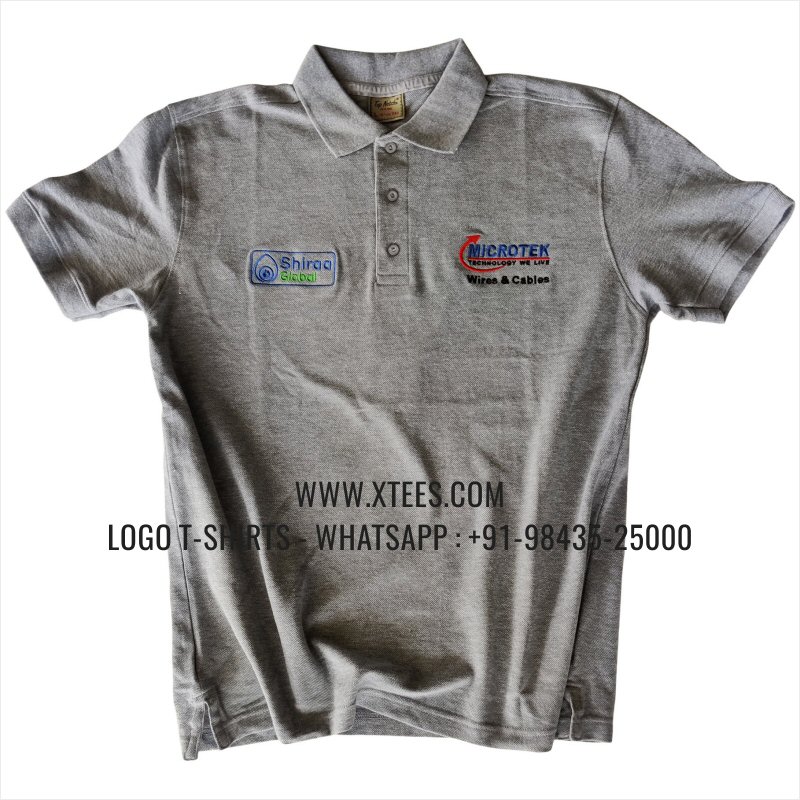 Logo Embroidery Collar Polo T-Shirt | 100% Cotton | 240 GSM Thick Pique Airtex Fabric | Grey Melange