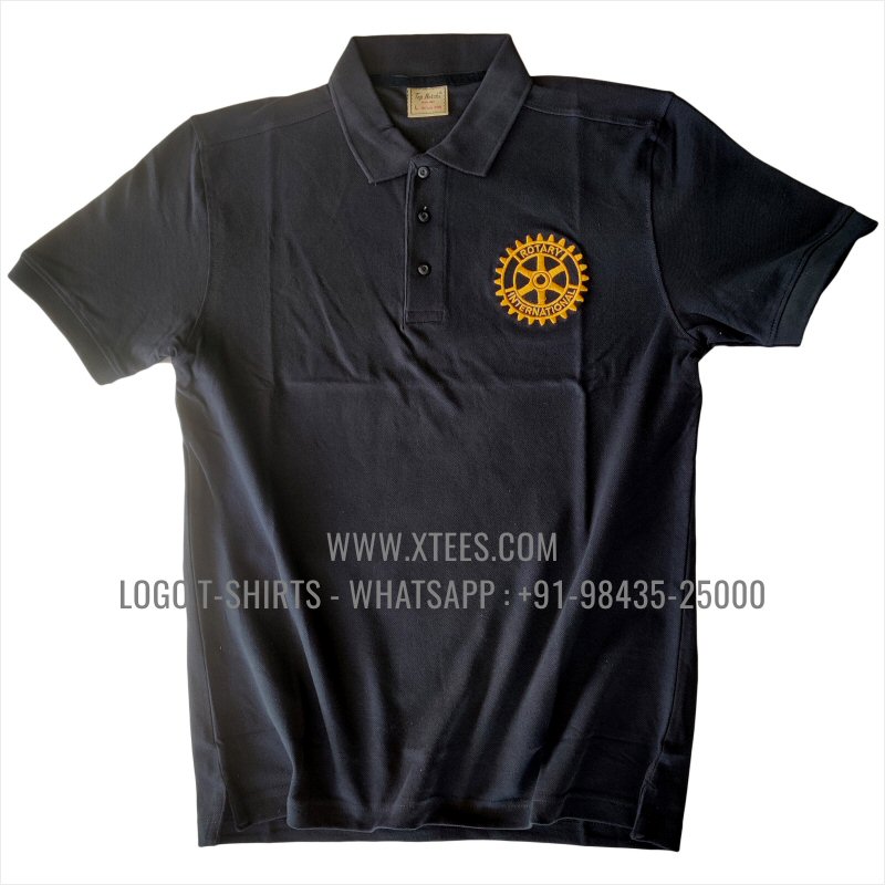 Logo Embroidery Collar Polo T-Shirt | 100% Cotton | 240 GSM Thick Pique Airtex Fabric | Black