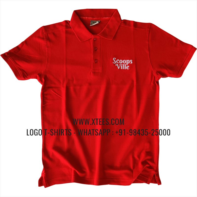 Logo Embroidery Collar Polo T-Shirt | 100% Cotton | 240 GSM Thick Pique Airtex Fabric | Red