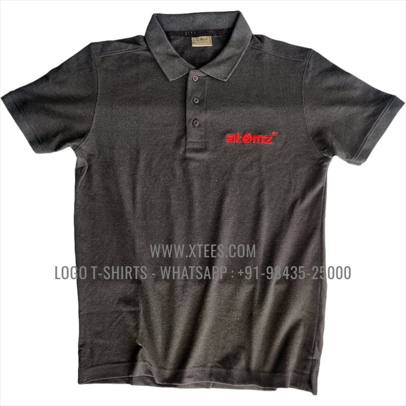 Logo Embroidery Collar Polo T-Shirt | 100% Cotton | 240 GSM Thick Pique Airtex Fabric | Charcoal Melange