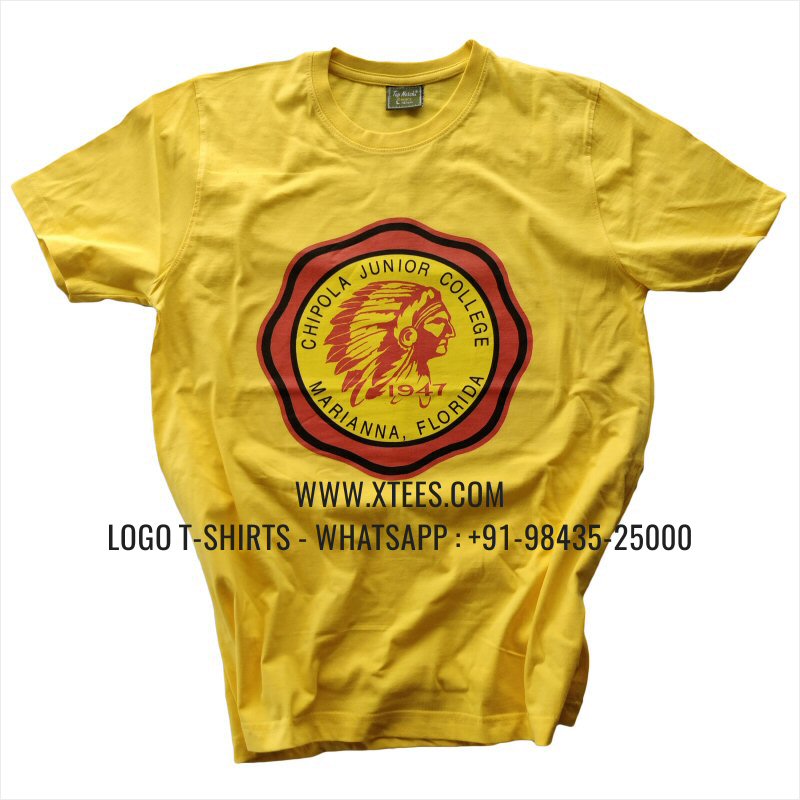 Logo Round Neck T-Shirt | 100% Cotton | 180 GSM Fine Fabric | Yellow | Hi Res Digital Print