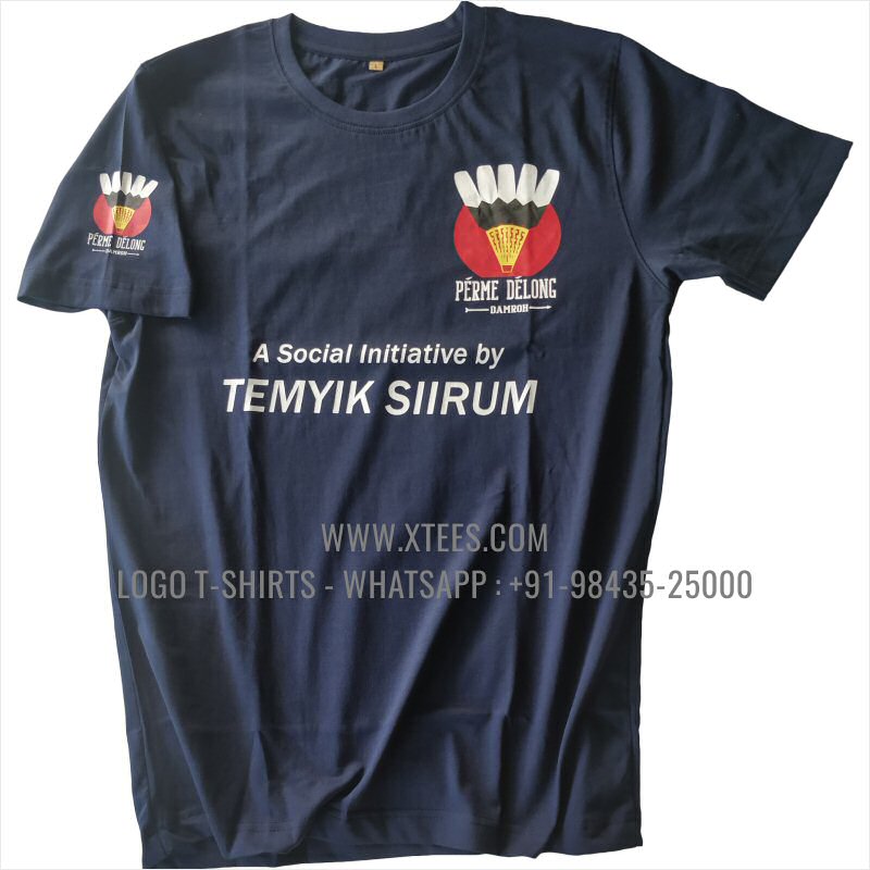 Logo Round Neck T-Shirt | 100% Cotton | 180 GSM Fine Fabric | Navy | Screen Print