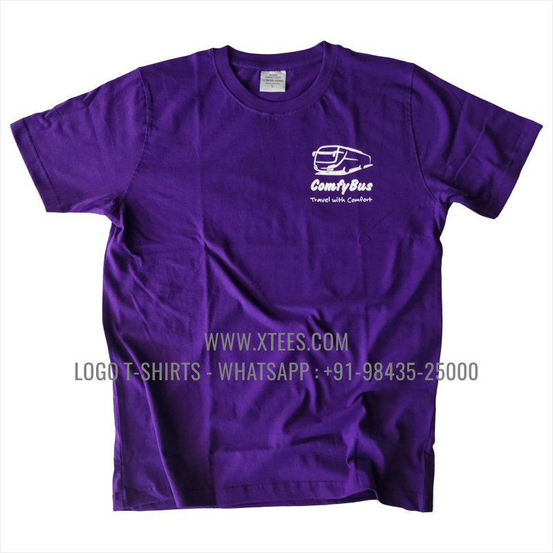 Logo Round Neck T-Shirt | 100% Cotton | 180 GSM Fine Fabric | Purple | Screen Print